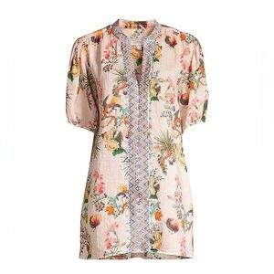 Johnny Was Puff Sleeve Embroidered Effortless Tunic In Multicolor Women's M
